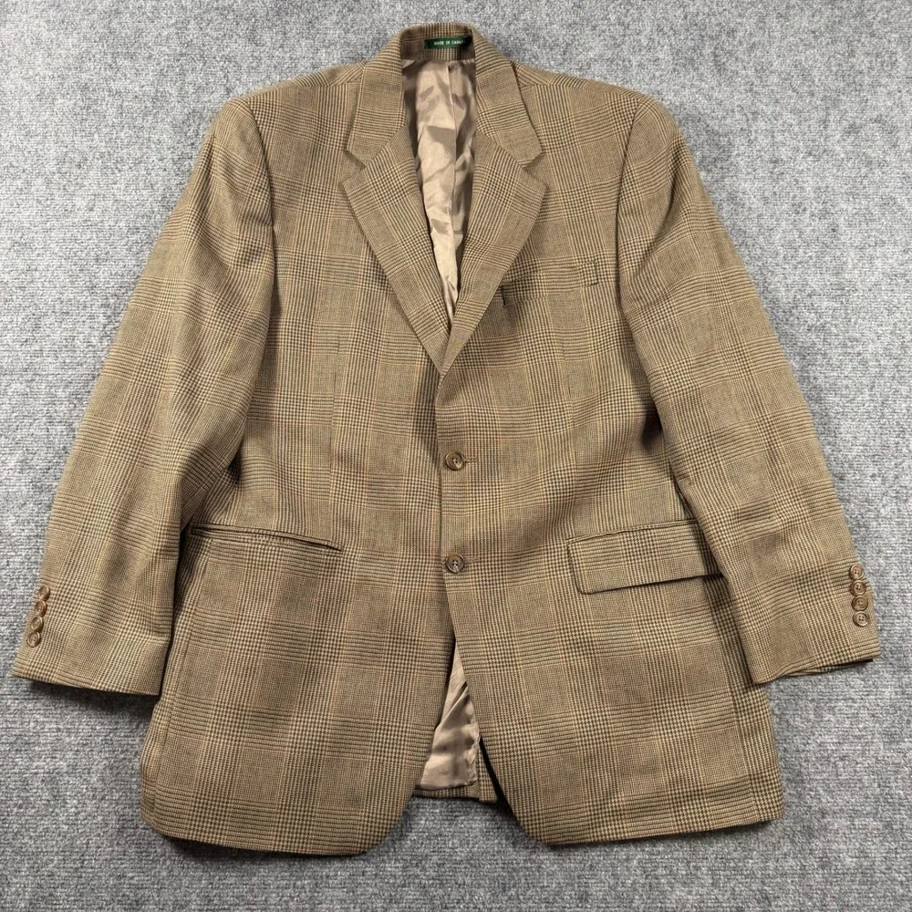 Lauren Ralph Lauren Blazer Mens 42L Brown Glen Plaid Wool Sport Coat Canada